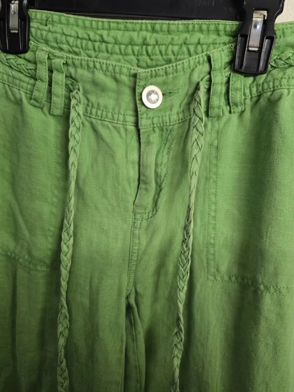 INC International Concepts Linen Cropped Pants Size 4 Green